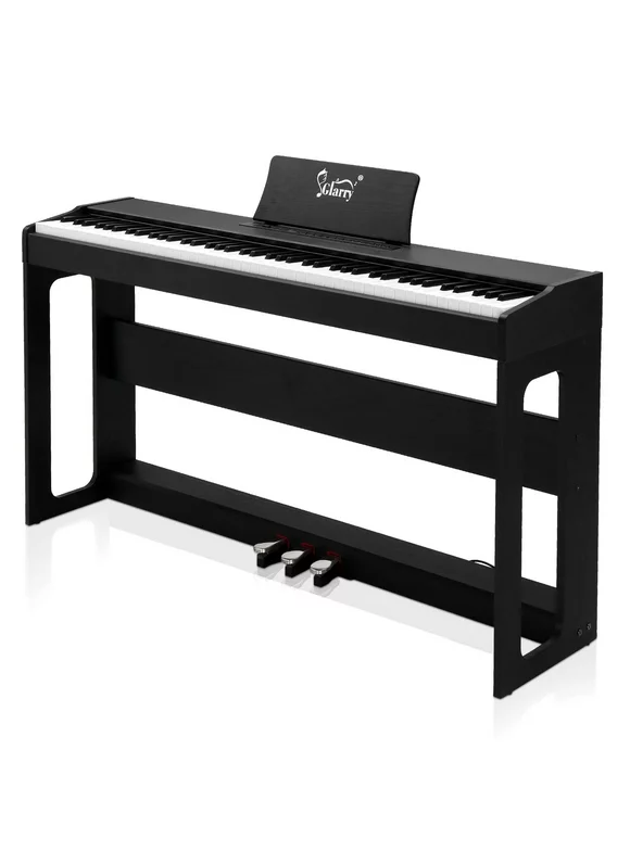 Glarry 88 Key Full Weighted Digital Piano With Furniture Stand, Power Adapter, Triple Pedals, Headphone, Black
