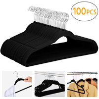 High Weight Capacity Non-slip Velvet Clothes Hangers, Pack of 100, Multiple Colors