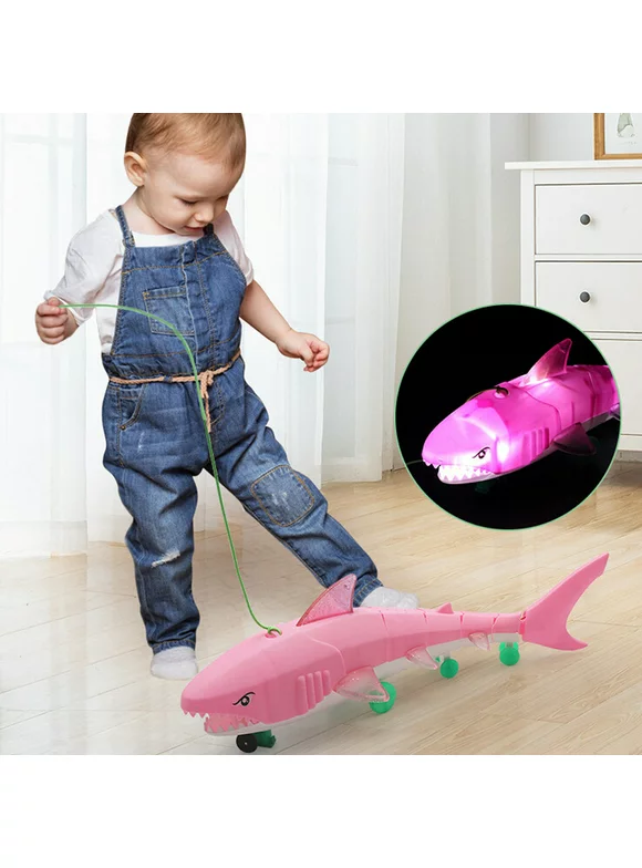 Siaonvr LED Light Music Electric Toy For Boys Kids Gift Leash Shark Glow Toy Baby Toy