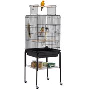Yaheetech 53.5'' Open Top Standing Bird Cage with Removable Stand Wheels Black