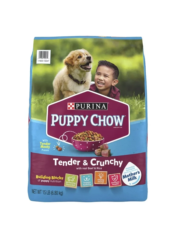 Purina Puppy Chow High Protein Dry Puppy Food, Tender & Crunchy With Real Beef, 15 lb. Bag