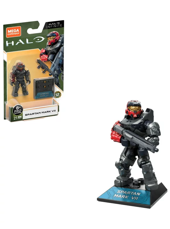 Mega Construx Halo Heroes Series 12 Spartan MK VII Micro Action Figure, Building Toys For Kids