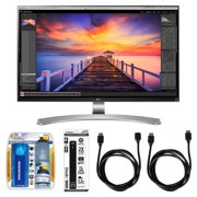 LG 27UD88-W 27-inch 4K Ultra HD IPS LED-lit Computer Monitor Bundle with 6-Outlet Surge Adapter with Night Light, 2x 6ft HDMI Cable (Black) and Screen Cleaner (Large Bottle) for LED TVs