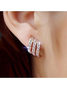 Iuhan Rose Gold Diamond-studded Personality Stud Earrings for Women Wedding Jewellery