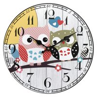 Two-Bird Wooden Clock ; Product size: 13" diameter. Great for Home , kitchen, shop, restaurant, kids' room, dorm, decor