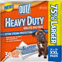 OUT! Training Pads for Dogs, Heavy Duty Quilted, XX-Large, 30 Count, 4 Pack
