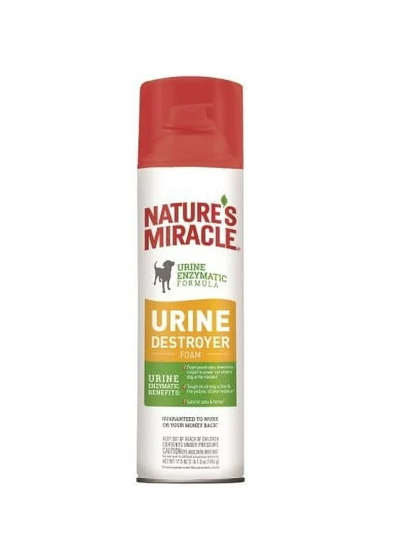 Natures Miracle Urine Destroyer Foam Dog 17.5 Ounces, For Tough Urine Messes, Aerosol