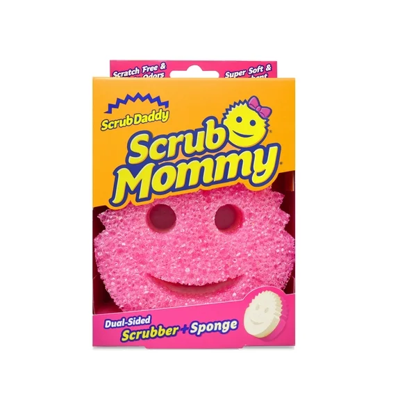 Scrub Daddy Scrub Mommy Sponge, Pink, 1ct Sponge, Soft in Warm Water, Firm in Cold