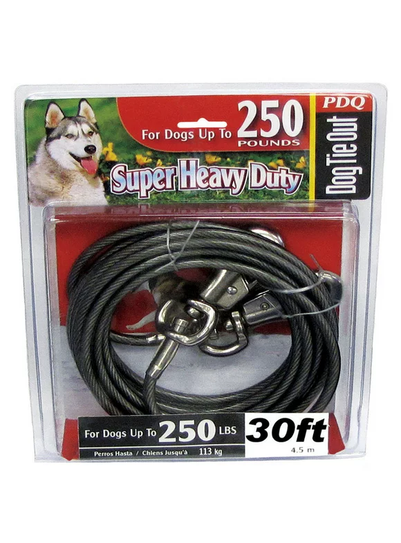 Boss Pet PDQ Silver Tie-Out Vinyl Coated Cable Dog Tie Out X-Large