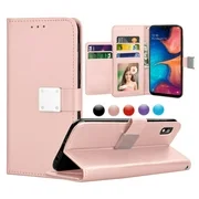 Galaxy A10E Wallet Case, Samsung A10E PU Leather Case, Njjex [Kickstand] Luxury PU Leather Wallet Case Flip Folio Cover with [Card Slots] [Wrist Strap] For Samsung A10E(2019) 5.8" -Rose Gold