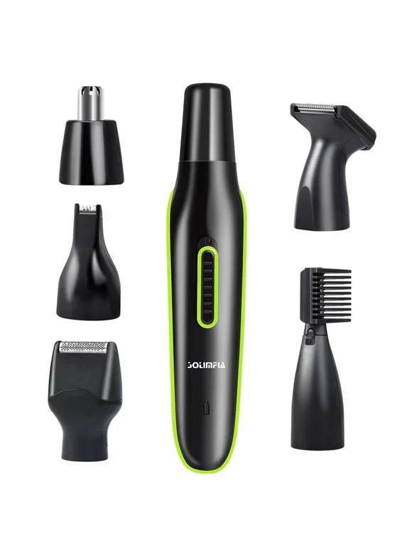 Ear and Nose Hair Trimmer for Men 5 in 1 Waterproof Professional Painless Eyebrow and Facial Hair Trimmer and Beard Clippers for Men Women Groomer Kit USB Rechargeable (Black)