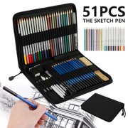 HOTBEST 51pcs Drawing Kit Wood Pencil Sketching Pencils Art Sketch Painting Supplies