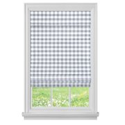 Buffalo Country Plaid Gingham Check Retractable Room Darkening Cordless Roman Window Shade - Gray, 33 in. W x 64 in. L