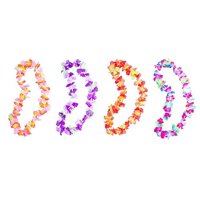 Hawaiian Ruffled Simulated Colorful Luau Silk Flower Leis Necklaces for Tropical Island Beach Theme Party Event Supplies (12 Pack) by Super Z Outlet