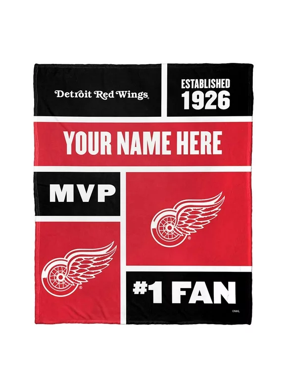 Detroit Red Wings NHL Colorblock Personalized Silk Touch Throw Blanket, 50" X 60"