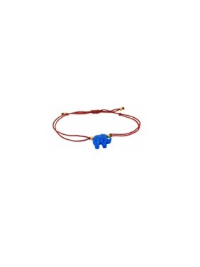 iJewelry2 Gold-plated Sterling Silver Blue Opal Abundance Hindu Elephant Motif Red Cord Adjustable Bracelet