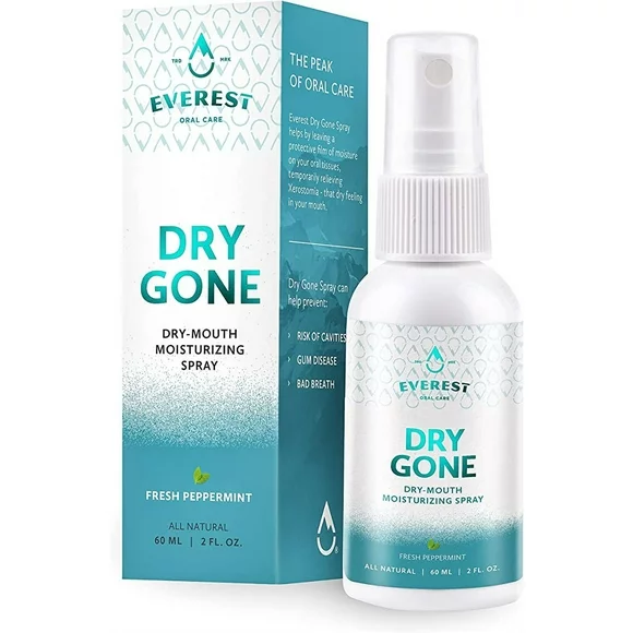 Natural Dry Mouth Moisturizing Spray  Dry Gone Throat Moisturizer Helps Provide Relief from Cotton Mouth with Neem, Peppermint Oil, & Herbal Extracts  Alcohol & Sugar Free Oral Treatment by Everest