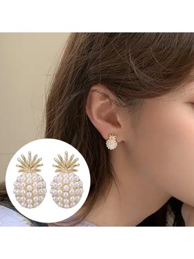 SPRING PARK 2Pcs Fashion Metal Earrings Stud Pineapple Plated Women Ear Jewelry for Party