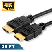 Insten 25FT 25' 4K HDMI Cable Gold Plated High Speed Full HD 1080p Ver 1.3 Support 4K 3D, 2160P, 1080P, Ethernet, for TV PC, Blu-Ray Player, Black