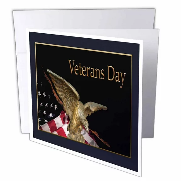3dRose Veterans Day, Soaring Eagle with American Flag, Greeting Cards, 6 x 6 inches, set of 6
