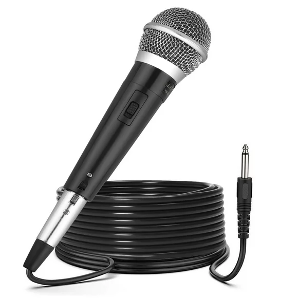 EEEkit Professional Handheld Wired Dynamic Microphones with 10' Cable, 1/4" Socket for Singing, Speech, Wedding and Stage