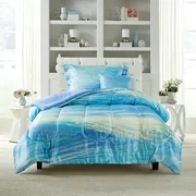Mainstays Sparkling Strokes 3-Piece Comforter Set with Bonus Decorative Pillow, Twin/Twin XL, Pure