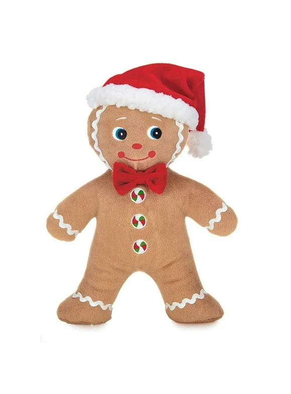 Bearington Jolly Ginger Holiday Plush Stuffed Animal Gingerbread Man, 10 inches