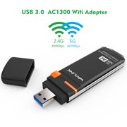 Wavlink AC1300 USB 3.0 WIFI Adapter Dongle 2.4G/5G Dual Band Wireless Network LAN Card Adapter For Windows XP/Vista/7/8/10, Mac OS-Update Version