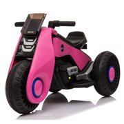 Kids 6V Electric 3-Wheel Motorcycle Ride On Toys, Battery Power Motorized Kids Ride On Motorcycle Bike, Double Drive Kids Dirt Bike Toddler Toys Cars Christmas Gifts for Boys Girls 2-5, Pink, Q6890