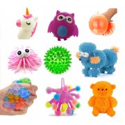 Light up Squidgy Puffer Monster Toys, Monsters LED Novelty Sensory Pin Rubber Puffer Fidget and Focus Light up Toys for Boys and Girls , 10 Pieces