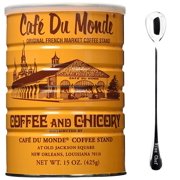 NineChef Bundle - Cafe Du Monde Coffee Chicory 15Oz (3 Pack) + 1 NineChef Long Handle Coffee Spoon