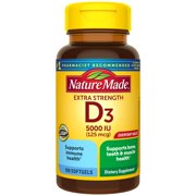 Nature Made Extra Strength Vitamin D3 125 mcg (5000 IU) Softgels, 100 Count for Bone Health