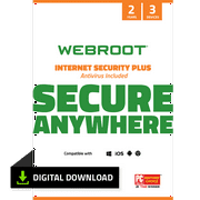 Webroot Internet Security Plus with Antivirus Protection - 2020 Software / 3 Device / 2 Year Subscription / Digital Download