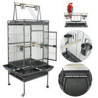 ZENY 68" Bird Cage Play Top Parrot Cockatiels Parakeet Cage Macaw Finch Cockatoo prevue Wrought Iron Flight Cage With Stand Perch Pet Supplies