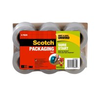 Scotch Sure Start Packaging Tape, Clear, 1.88" x 900", 6 Rolls