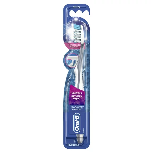 Oral-B 3D White Radiant Whitening Manual Toothbrushes, Soft Bristles, 1 Ct