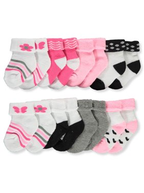 Cookies Bon Domir Baby Girls' 8 Pack Folded Cuff Knit Bootie Socks Variety Set
