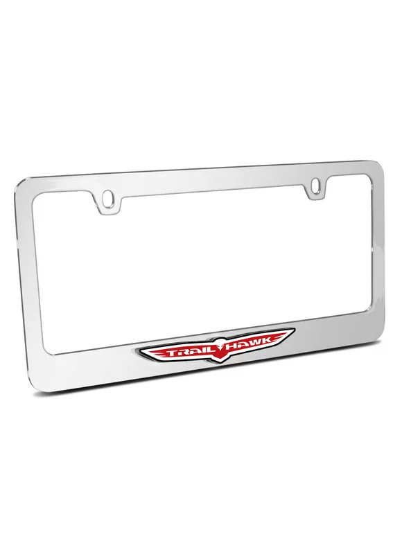 Jeep Trailhawk 3D Embossed Letters on Mirror Chrome Metal License Plate Frame