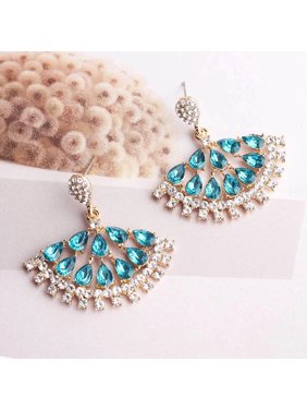 Trendy & Luxurious Opal Blue Peacock Earrings Water Drop Dangle Wedding Fashion Jewelry Earrings
