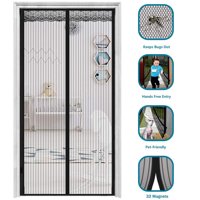 2020 Upgraded Magnetic Screen Door w/ 32 Magnets Heavy Duty Mesh Curtain Door Mesh Screen Magnetic Door Screen Net Full Frame Seal Hands Free Pets Kid Friendly Keeps Mosquitoes Bugs Out 34" x 83"