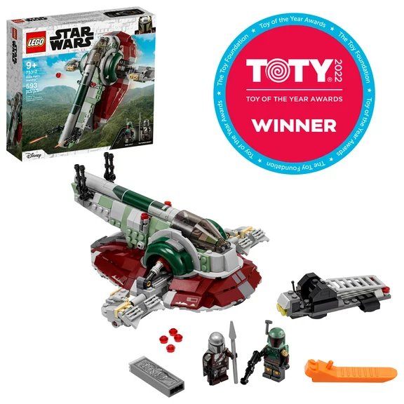 LEGO Star Wars Boba Fett Starship 75312 Building Toy - Mandalorian Model Set Featuring Iconic Starfighter with Rotating Wings and 2 Minifigures, Fun and Imaginative Build for Kids Age 9 