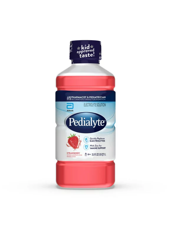 Pedialyte Electrolyte Solution, Strawberry, Hydration Drink, 1 Liter