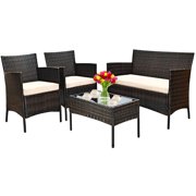 Outdoor Patio Furniture Set Wicker Rattan Chairs and Table Sofa Conversation Sets