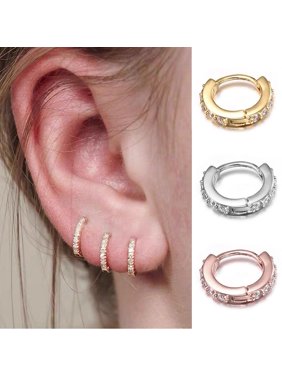 SPRING PARK Small Hoop Earrings Tiny Cartilage Piercing Earring Cuff Earrings Mini Hoops Earrings Ear Piercing for Women Girls