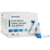 McKesson Push Button Safety Lancets 16-PBSL23G Box of 100, Blue