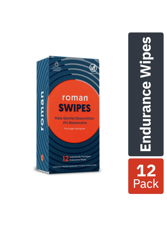 Roman Swipes: 4% Male Desensitizing Benzocaine Wipes, 12 Pack