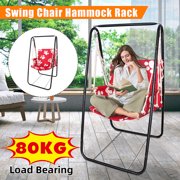 Hanging Hammock with Stand Indoor Outdoor Patio Wicker Hanging Chair Iron Frame Swing Chair Patio Egg Chair with UV Resistant