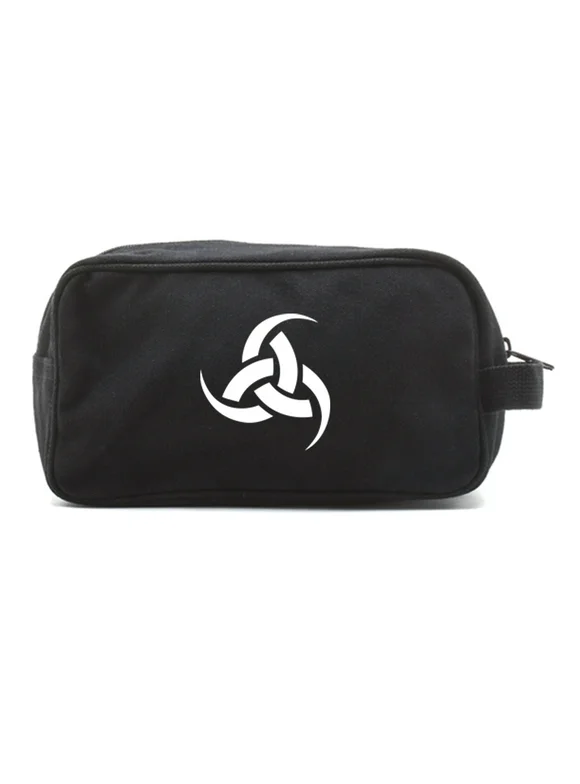 Odin-Triple-Horn Canvas Shower Kit Travel Toiletry Bag Case in Black