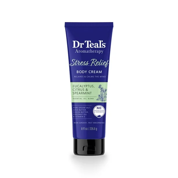 Dr Teal's Aromatherapy Stress Relief Body Cream with Eucalyptus & Citrus, 8 fl oz
