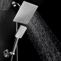 DreamSpa Ultra-Luxury 9-Inch Square Rainfall Combo with Push-Control Handheld Shower and Low-Reach Wall Bracket, Chrome